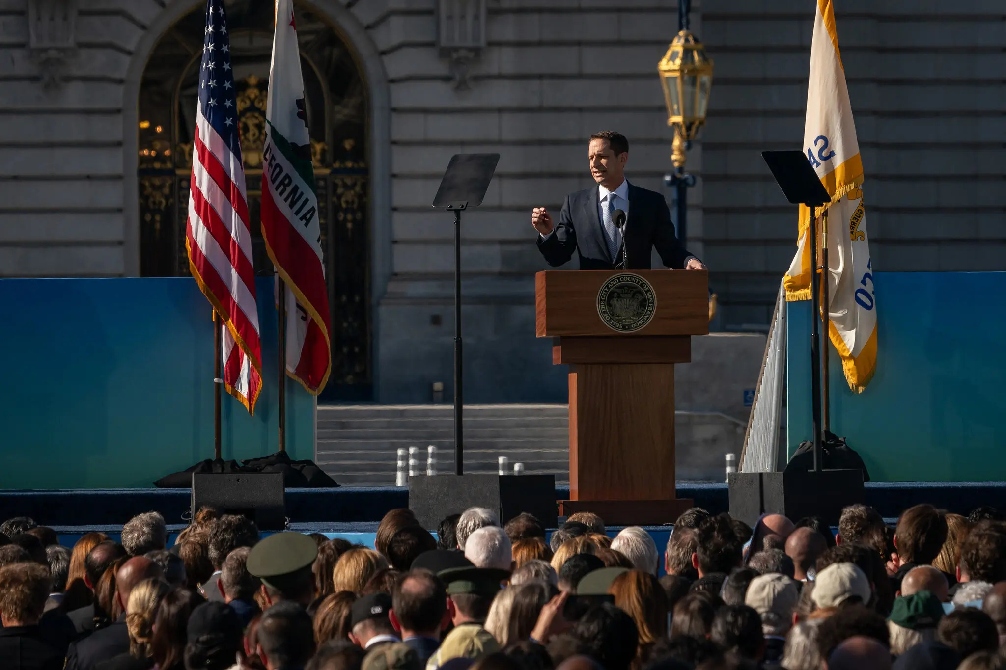 Daniel Lurie was inaugurated as San Francisco’s 46th mayor on Wednesday at Civic Center Plaza Daniel Lurie was inaugurated as San Francisco’s 46th mayor on Wednesday at Civic Center Plaza
