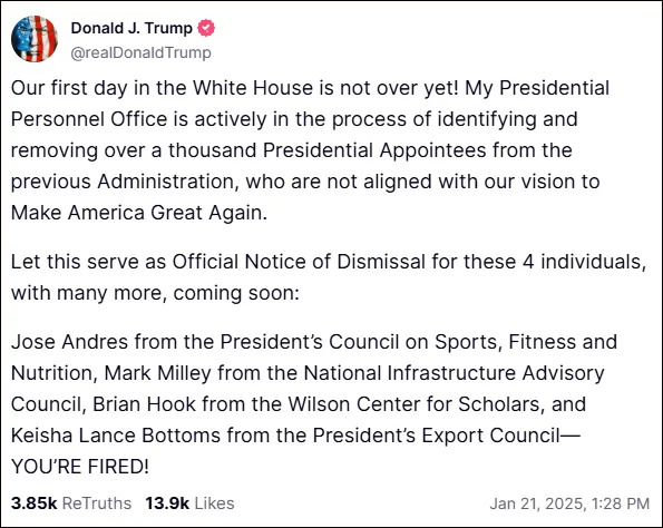 Screenshot of Trump’s statement Screenshot of Trump’s statement