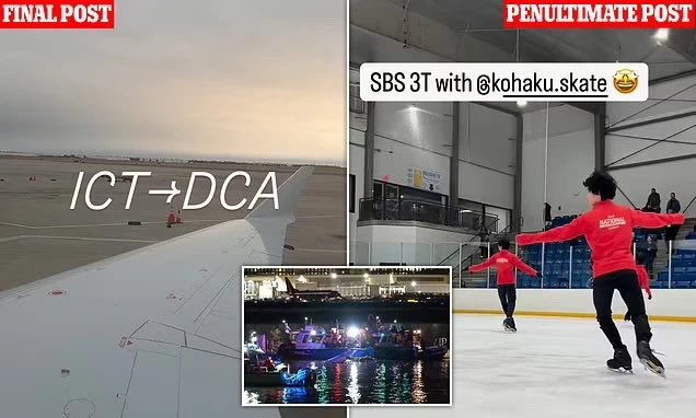 The last post posted by an American figure skater before taking the flight The last post posted by an American figure skater before taking the flight