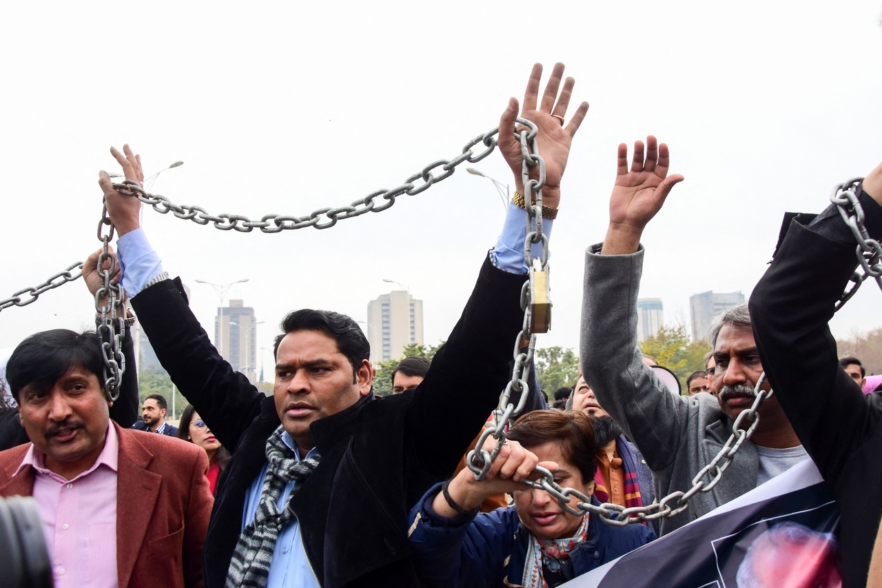 Journalists rallied against a proposed law to regulate social media content Journalists rallied against a proposed law to regulate social media content